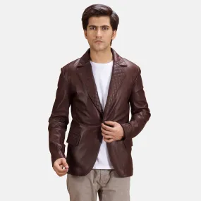 Radaron Quilted Maroon Leather Blazer