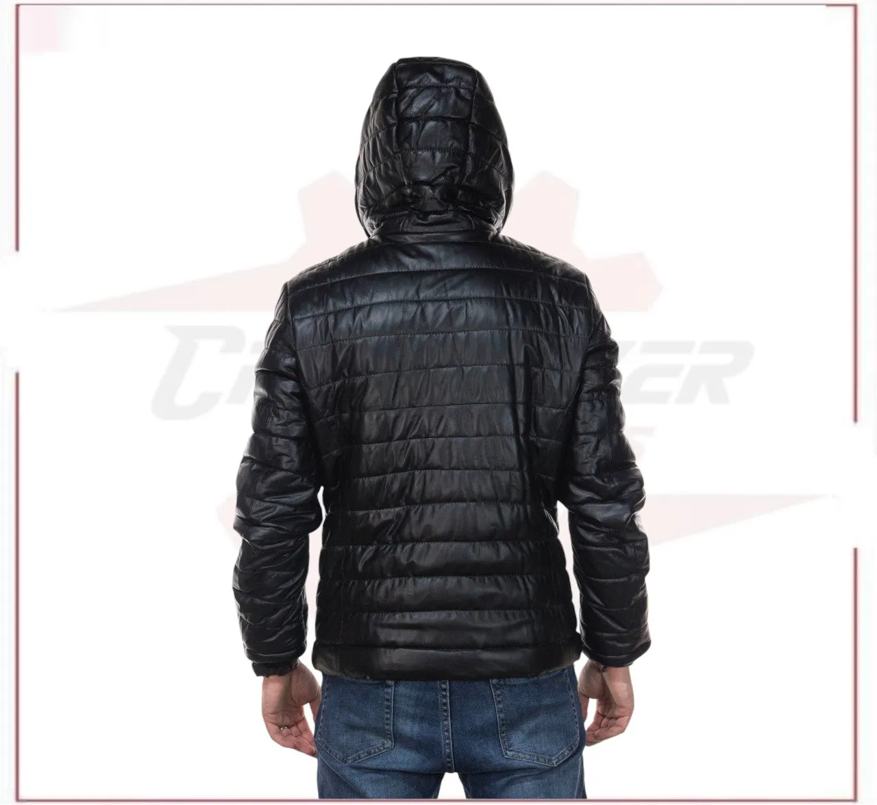 Rio - Men's Down Jacket in Genuine Black Leather