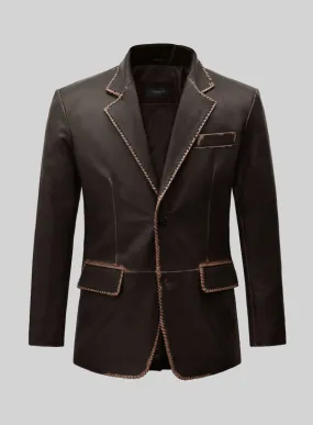 Rubbed Brown Medieval Leather Blazer