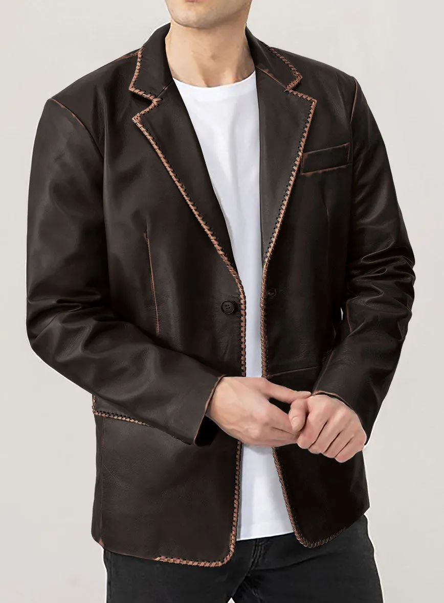 Rubbed Brown Medieval Leather Blazer