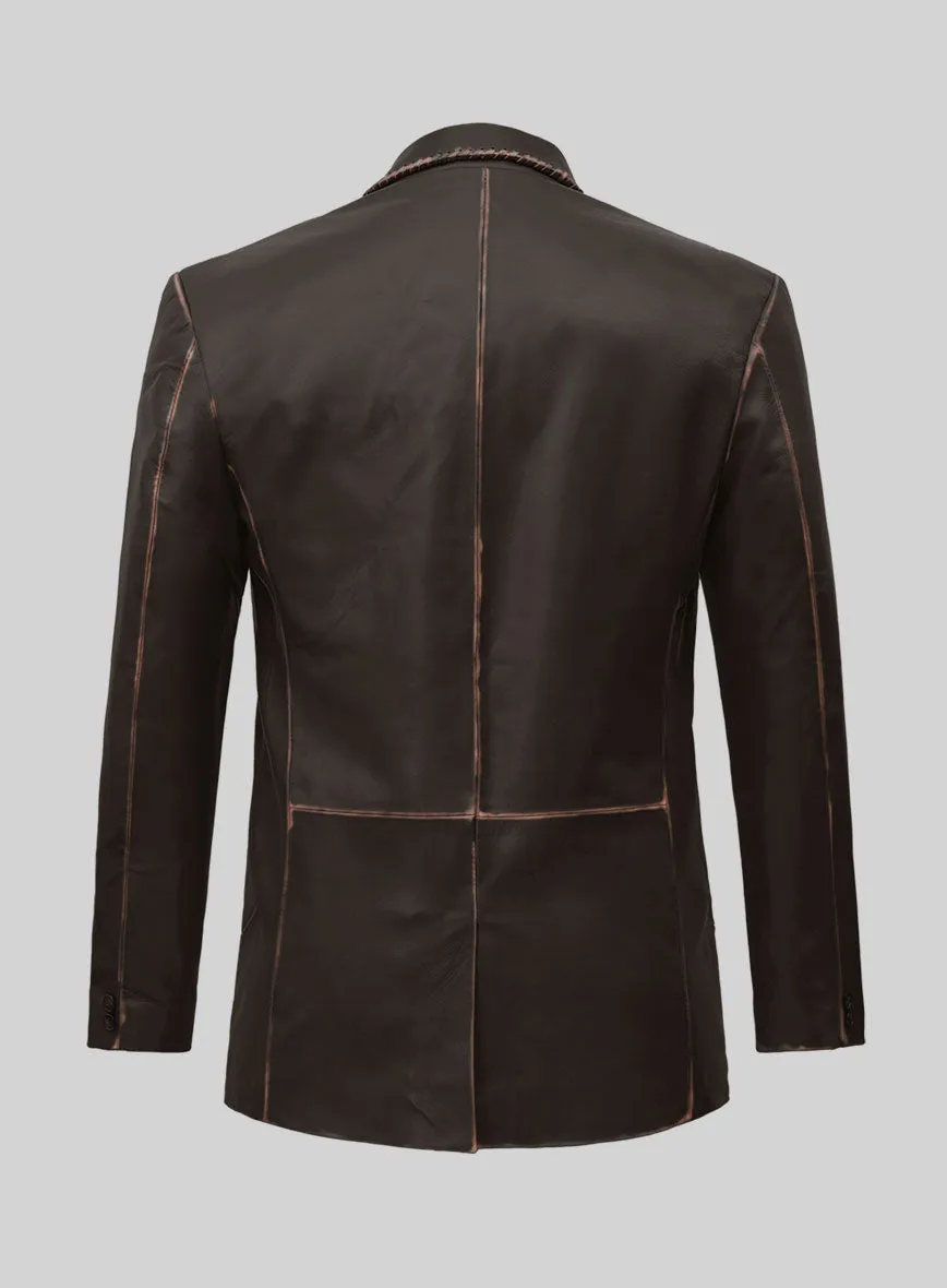 Rubbed Brown Medieval Leather Blazer