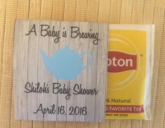 Rustic Wood Tea Pot Baby Shower Tea Packet Favors