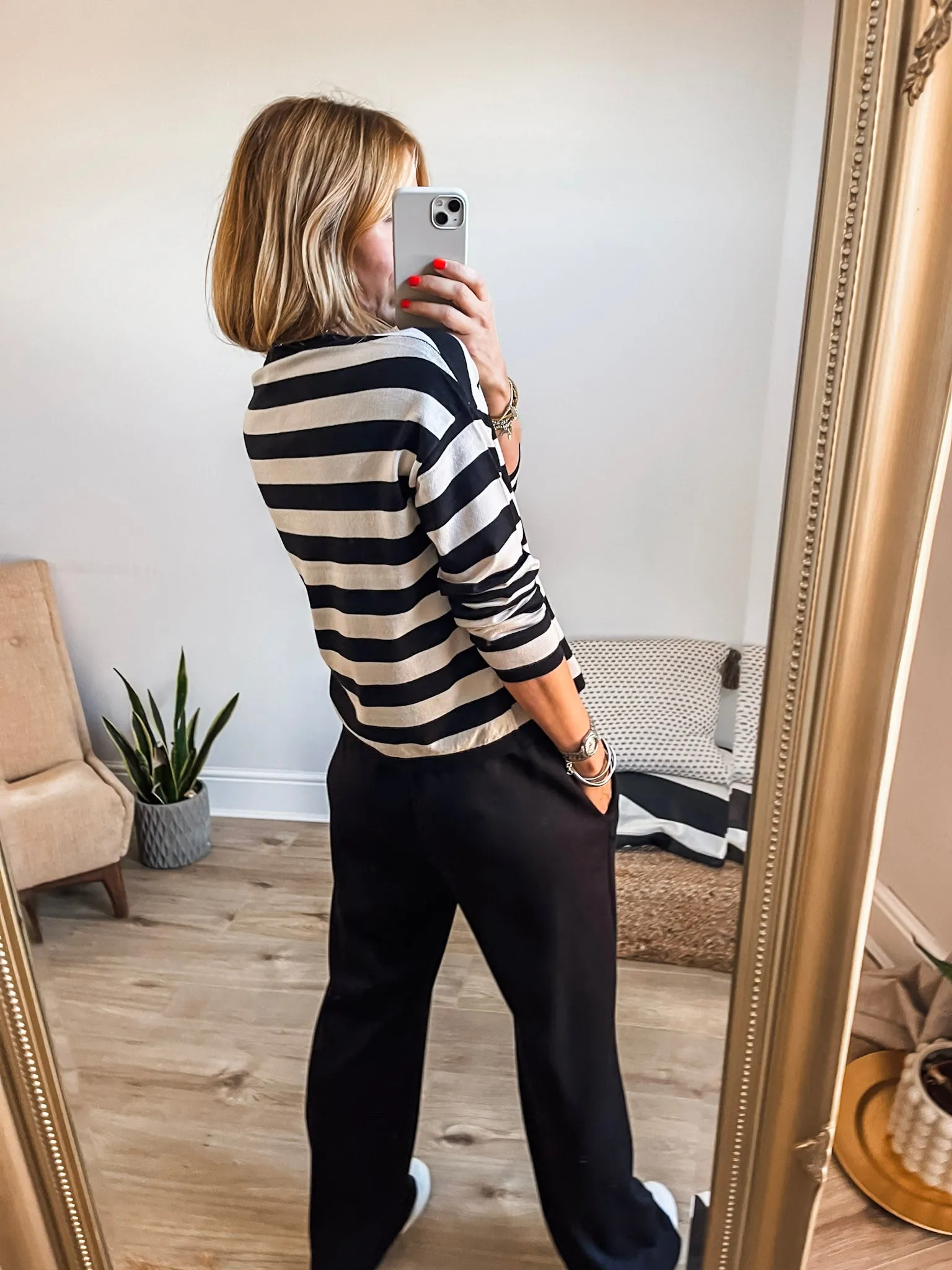 Saint Tropez V-Neck Striped Jumper PREMIUM BRAND