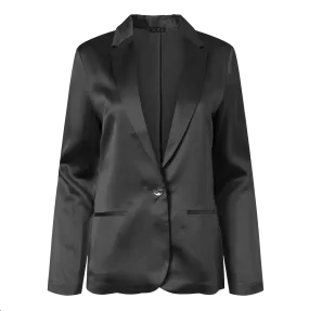 Silk Fitted Blazer In Black