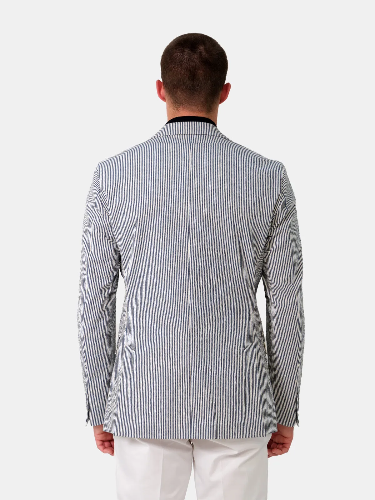 Sirolo Blazer Cotton Seersucker Blue & White Stripe