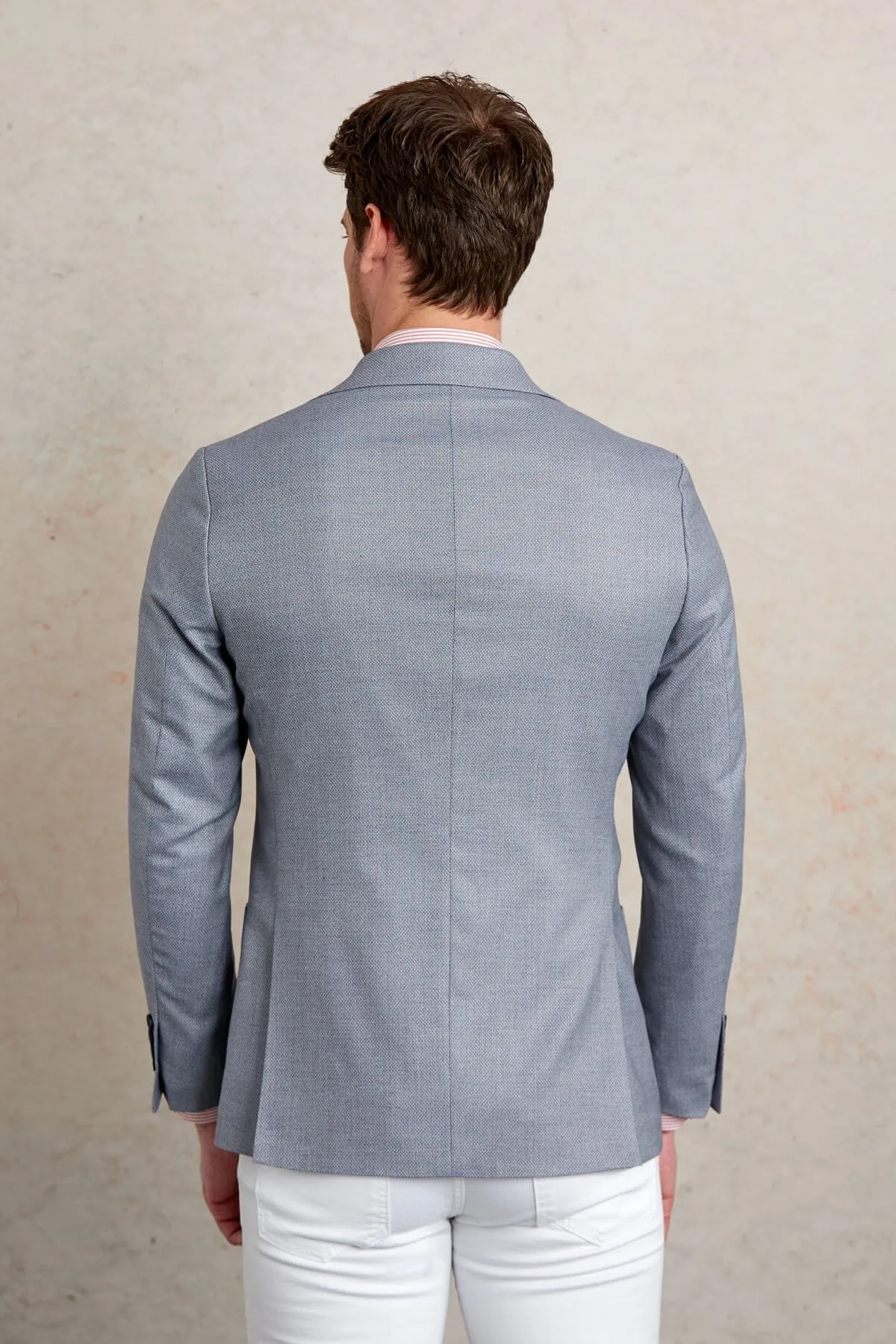 Slim Fit Notch Lapel Light Blue Casual Blazer