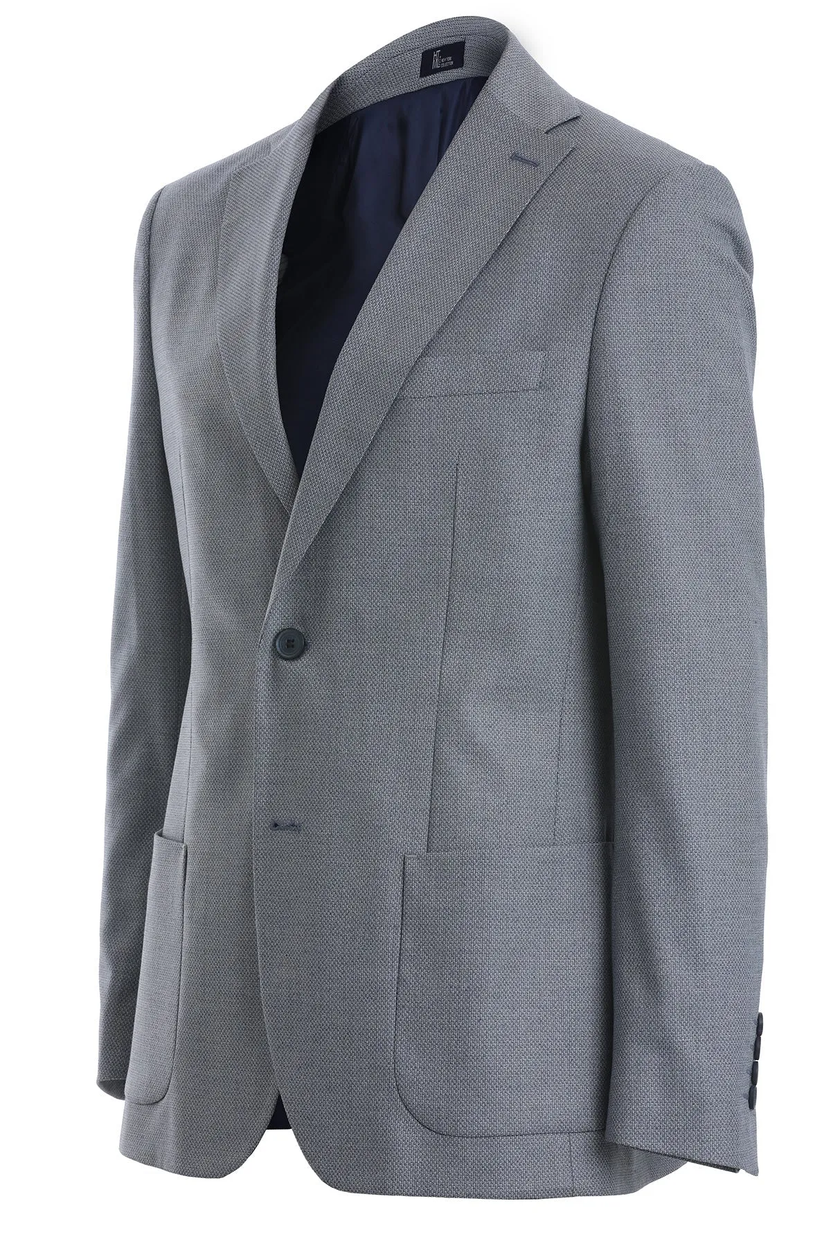 Slim Fit Notch Lapel Light Blue Casual Blazer