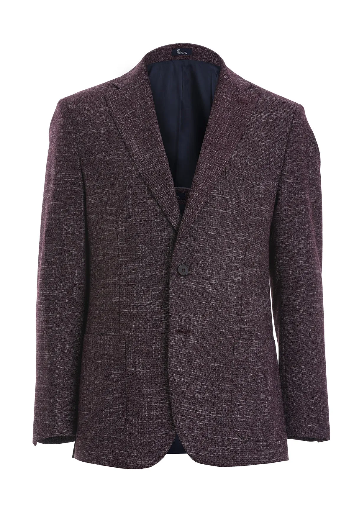 Slim Fit Textured Notch Lapel Burgundy Casual Blazer