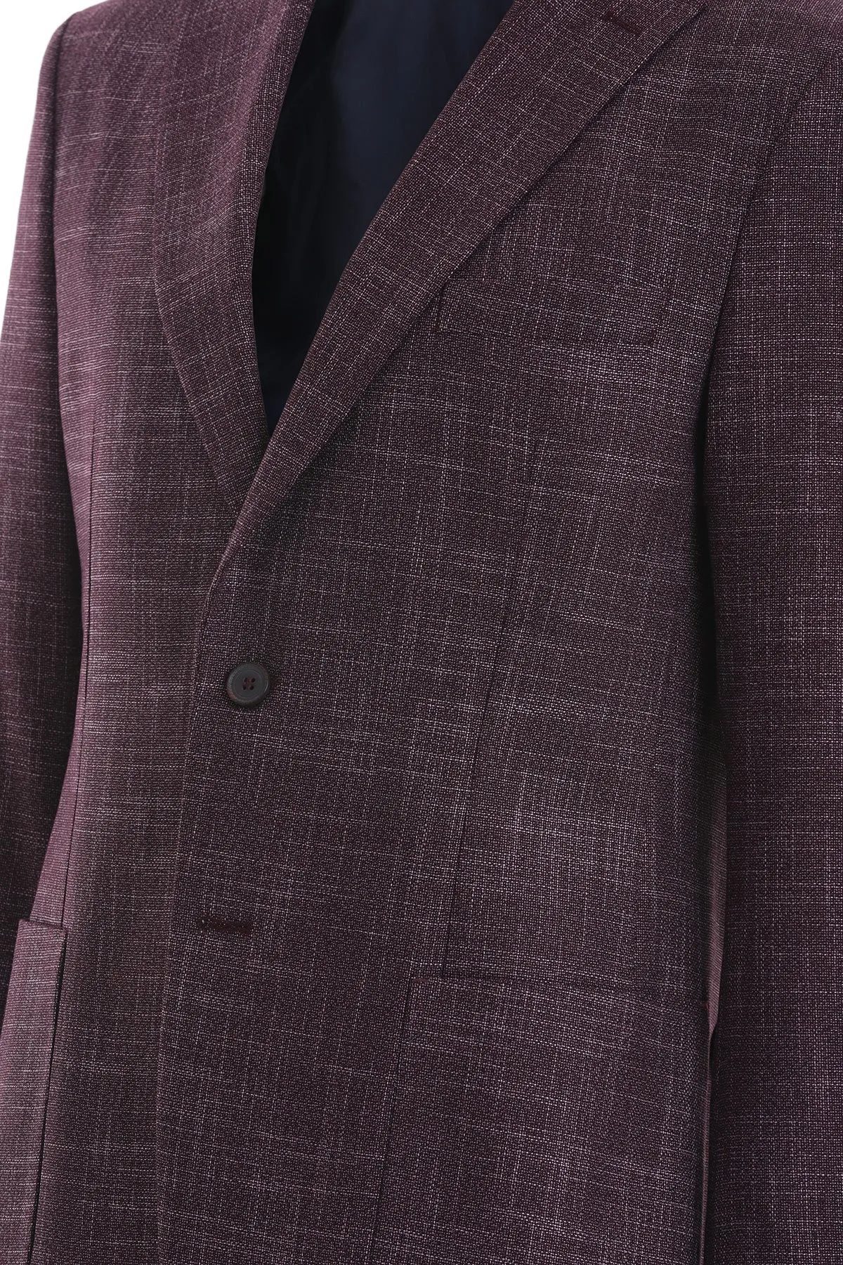 Slim Fit Textured Notch Lapel Burgundy Casual Blazer