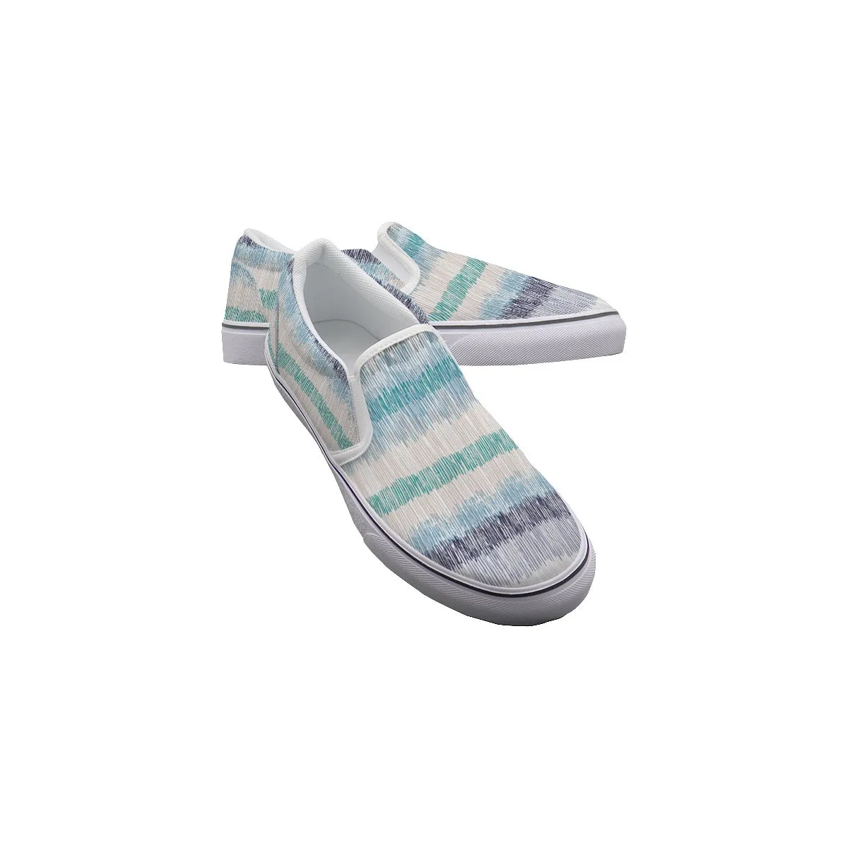 So#25 Men's Slip On Sneakers and a teal color stripe