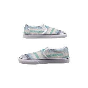 So#25 Men's Slip On Sneakers and a teal color stripe