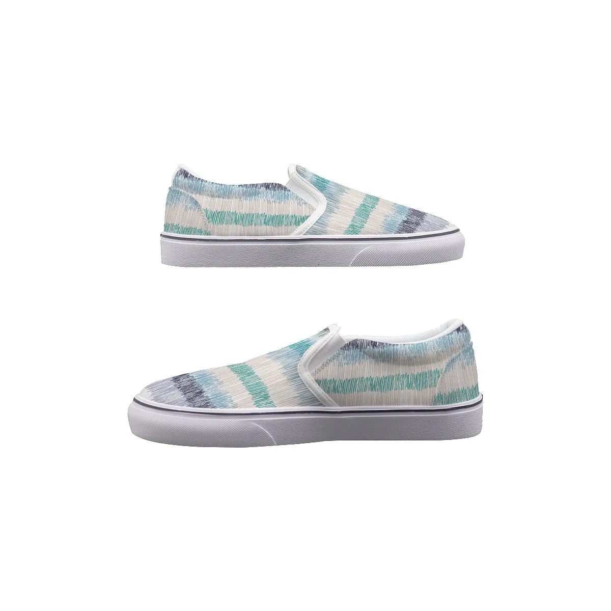 So#25 Men's Slip On Sneakers and a teal color stripe