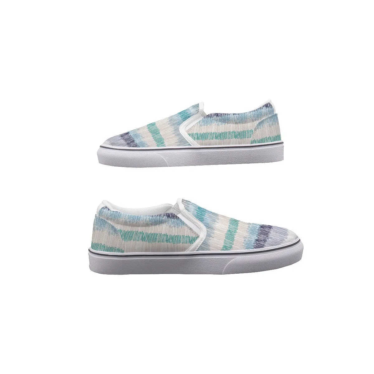 So#25 Men's Slip On Sneakers and a teal color stripe