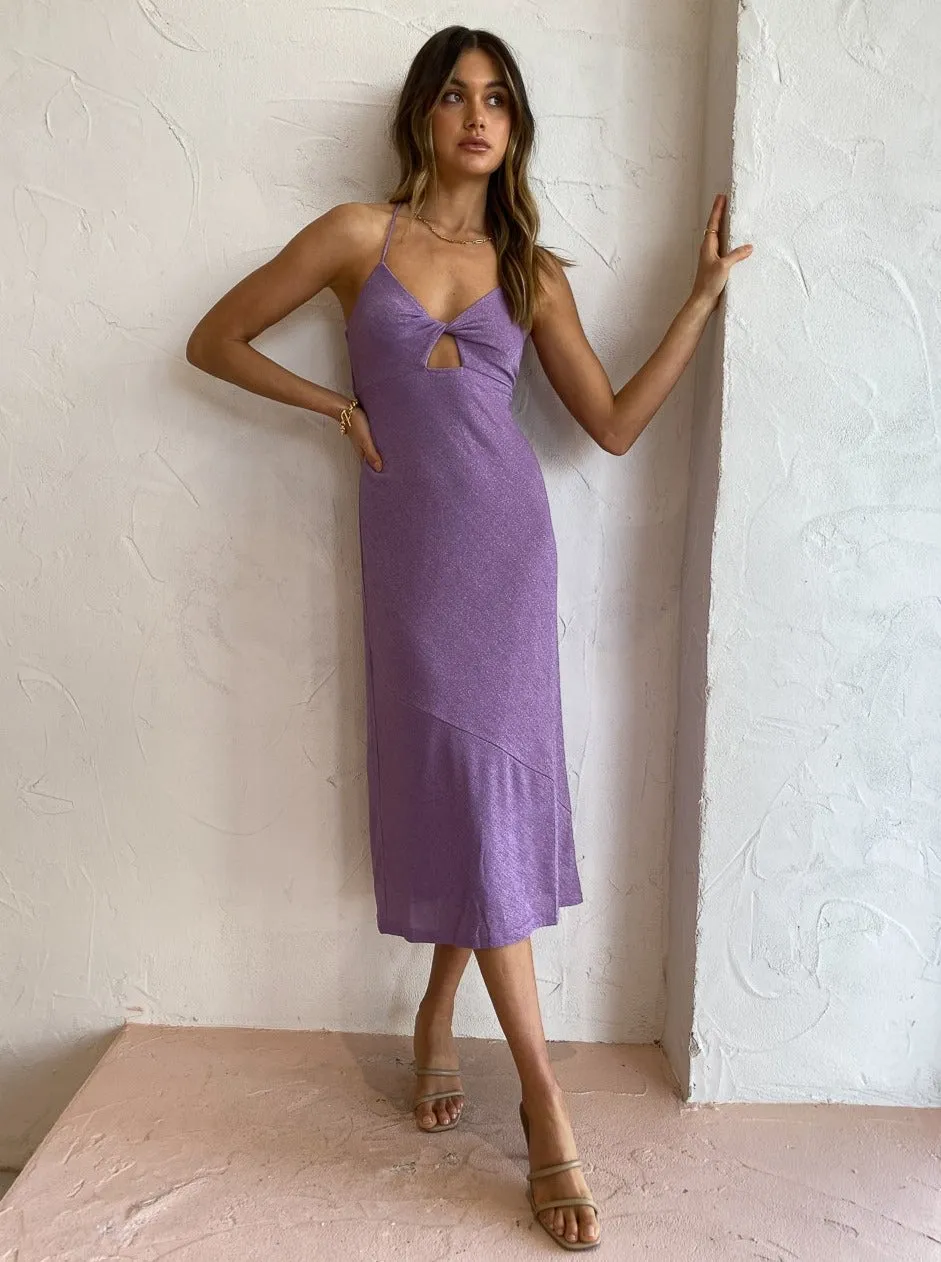 Suboo Asha Twist Front Slip Dress in Lilac