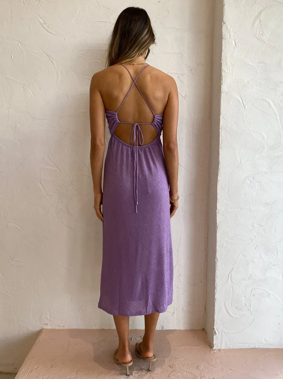 Suboo Asha Twist Front Slip Dress in Lilac