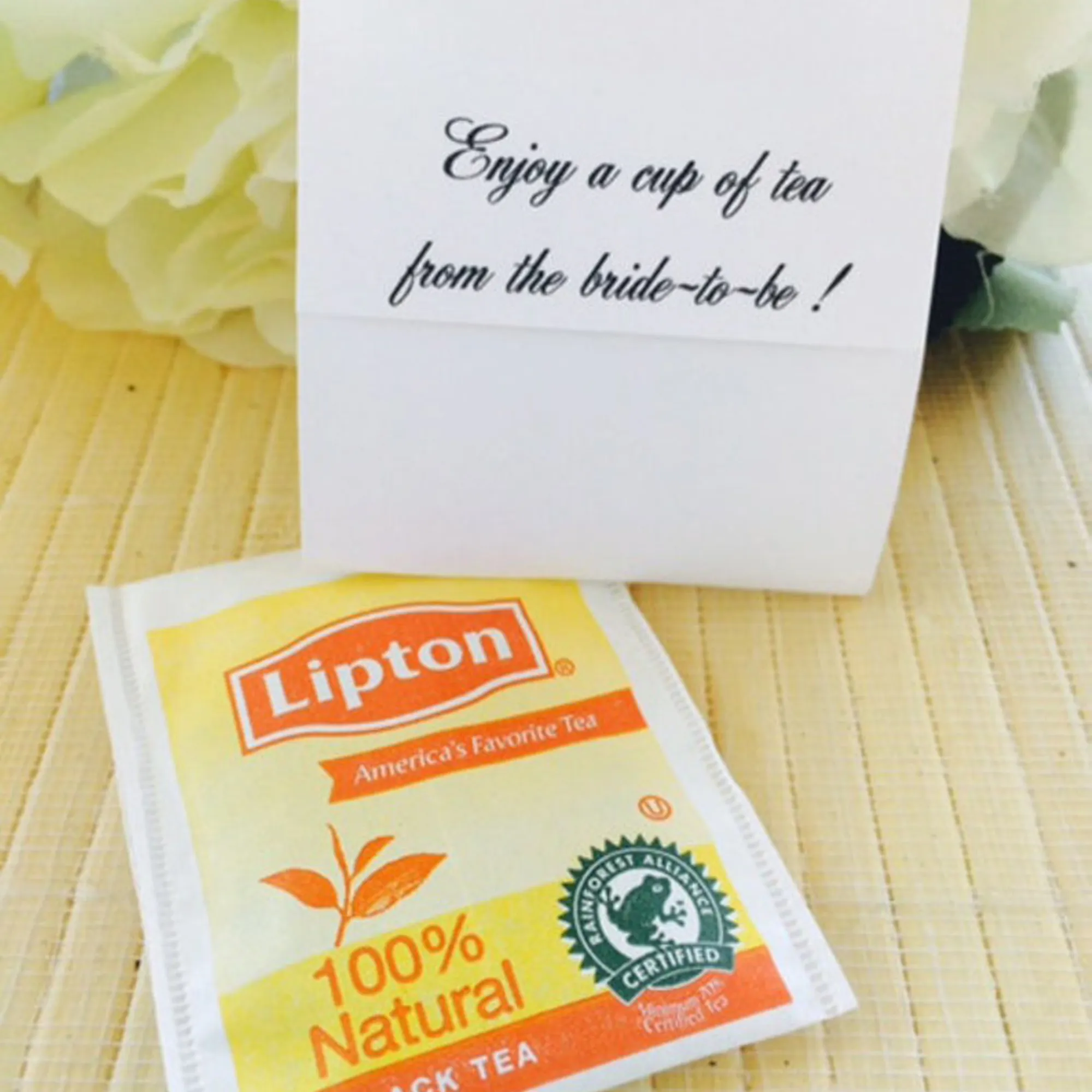 Sunflower Tea Packet Bridal Shower Favors