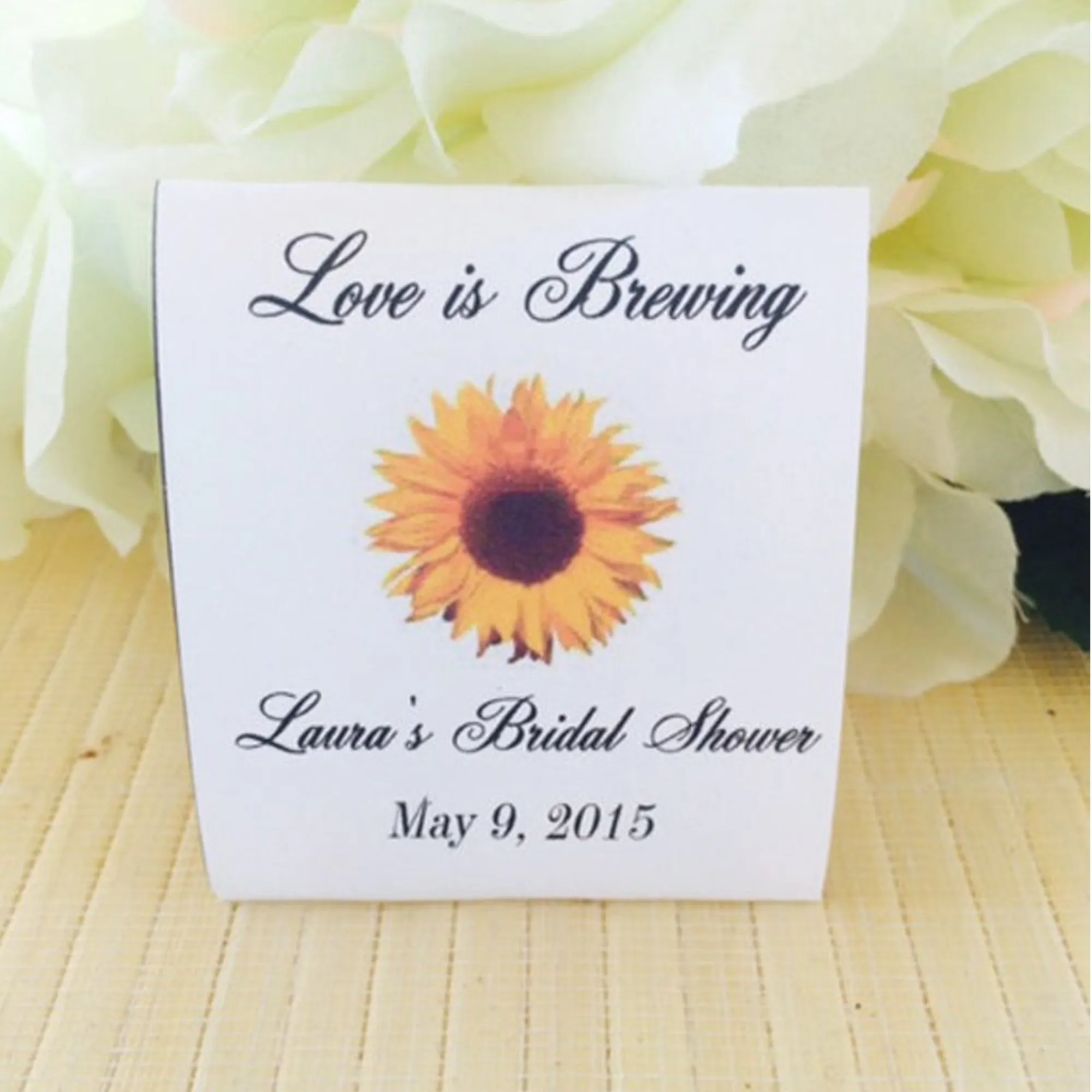 Sunflower Tea Packet Bridal Shower Favors