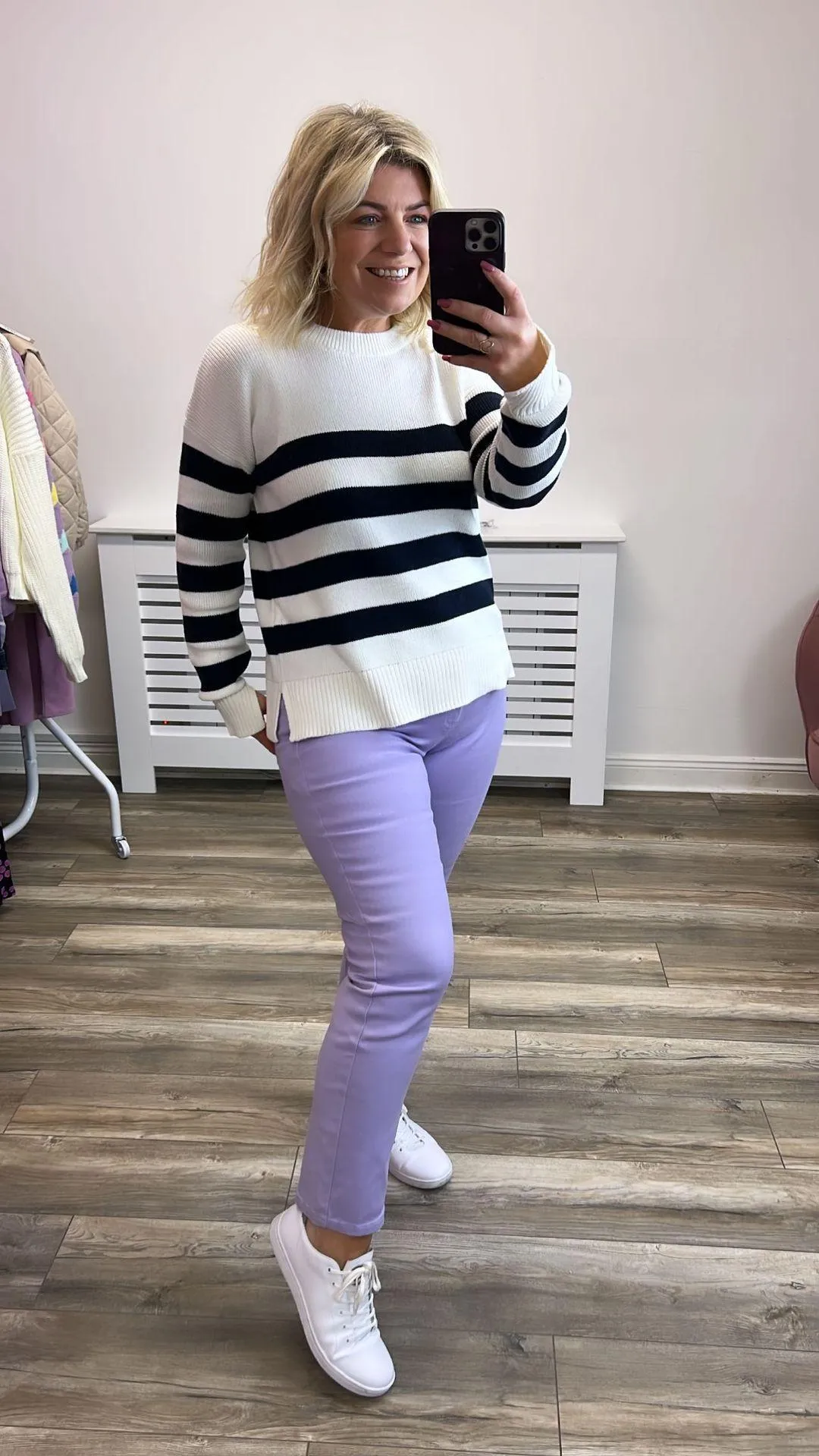 Suza Striped Knit Jumper (Off White)