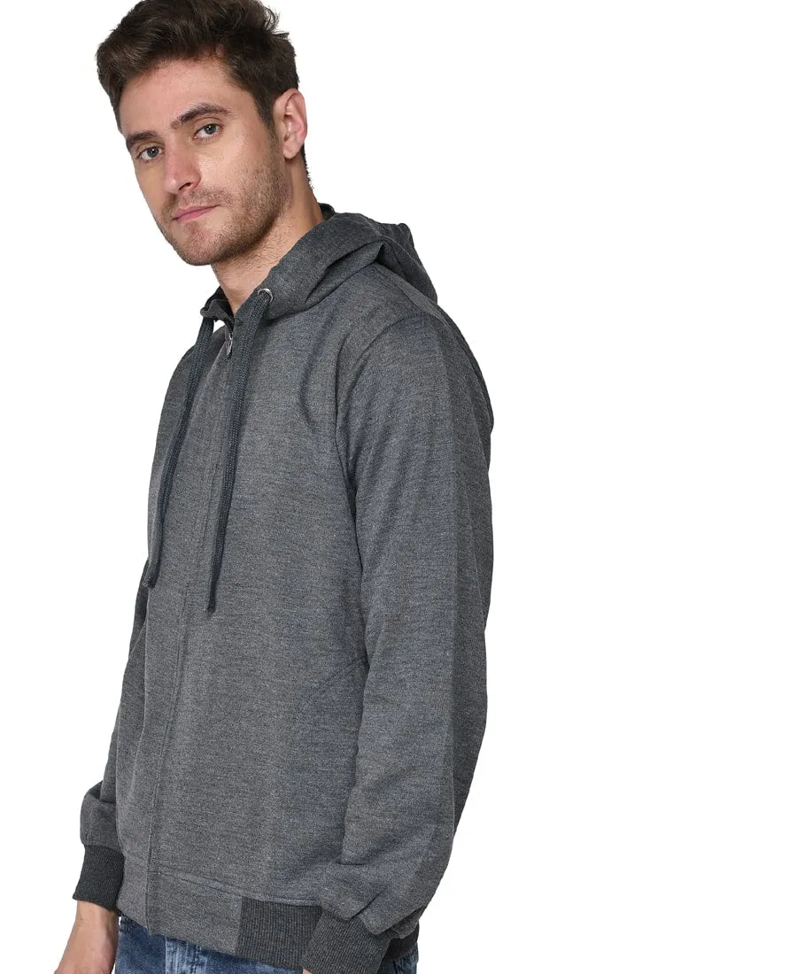 SXV Solid Plain Zipper Sweatshirt Hoodie for Men & Women (Charcol Grey)