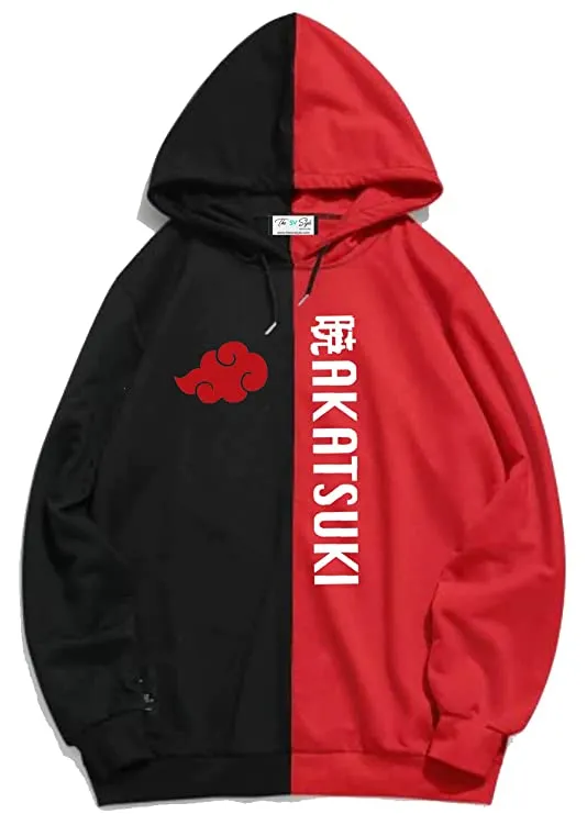 SXV Style Unisex Printed Akatsuki Half Black and Half White Hoodie