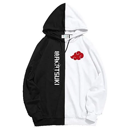 SXV Style Unisex Printed Akatsuki Half Black and Half White Hoodie