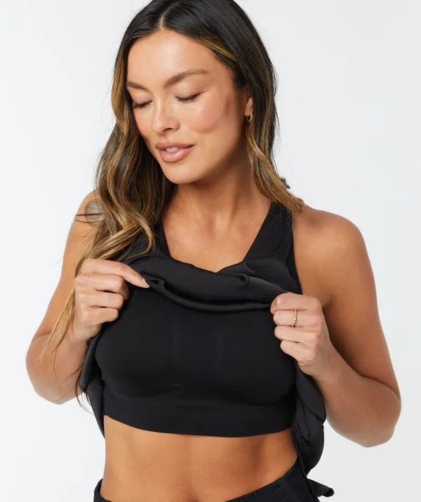 The Stella Satin V-neck Bra Blouse - Final Sale