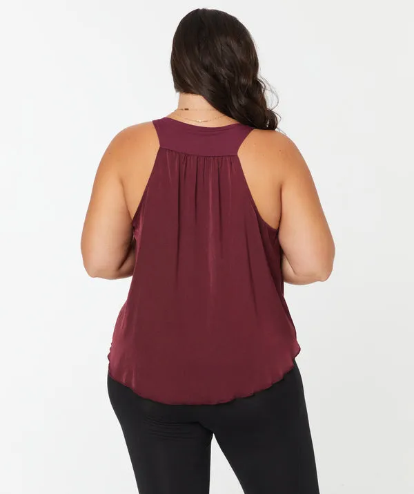 The Stella Satin V-neck Bra Blouse - Final Sale