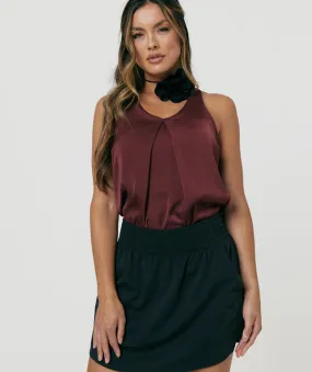 The Stella Satin V-neck Bra Blouse - Final Sale