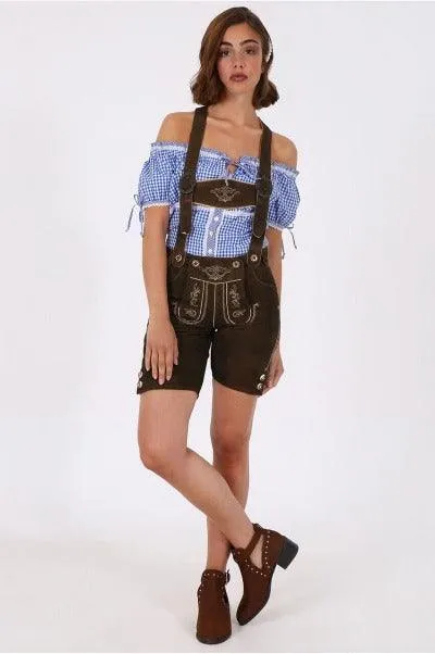 Traditional German Lederhosen Women Dark Deer