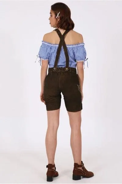 Traditional German Lederhosen Women Dark Deer