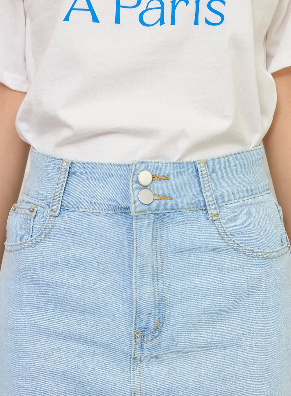 Two Button Denim Mini Skirt OY424