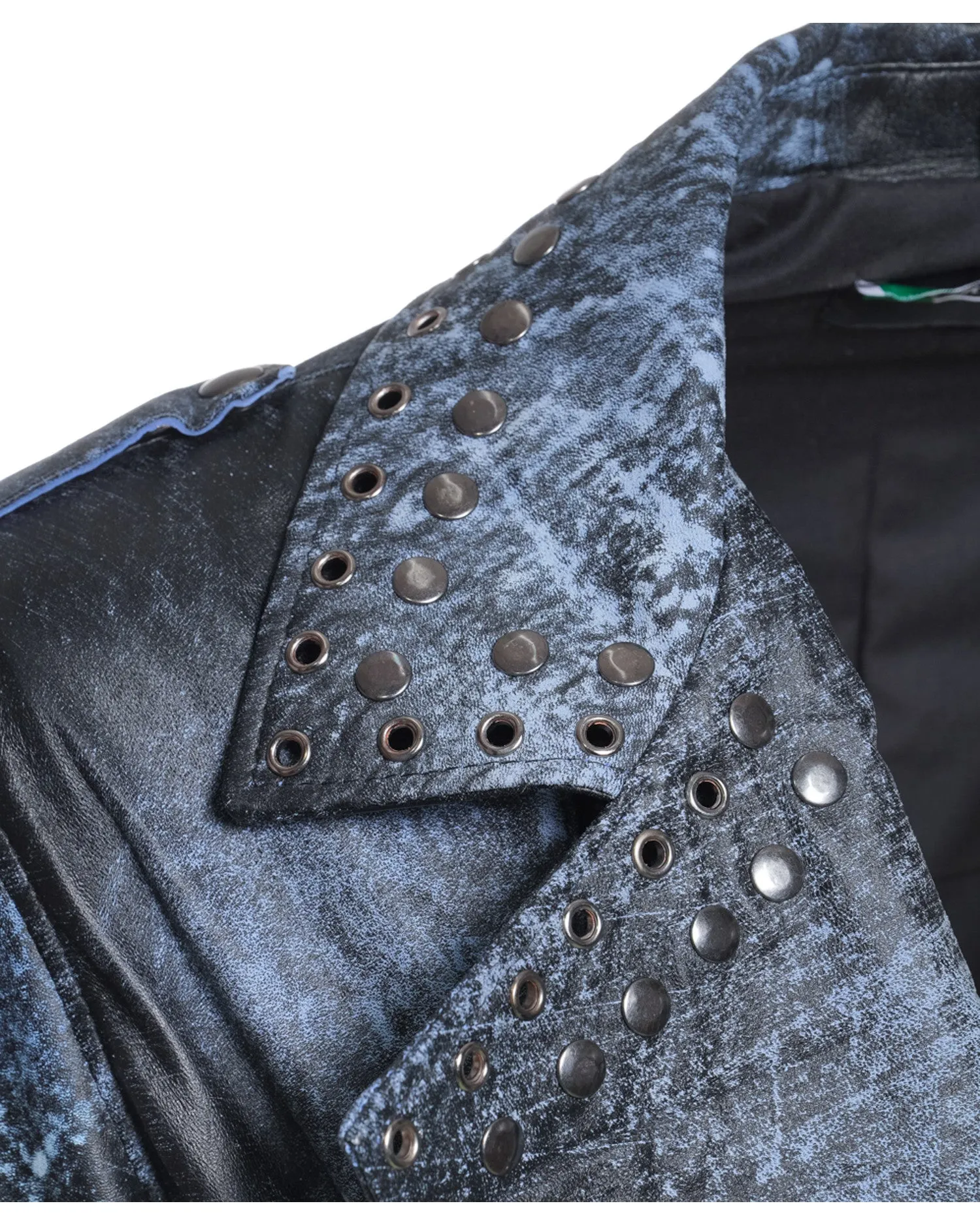 Vasco - Men's Studded Jacket in Genuine Blue Leather