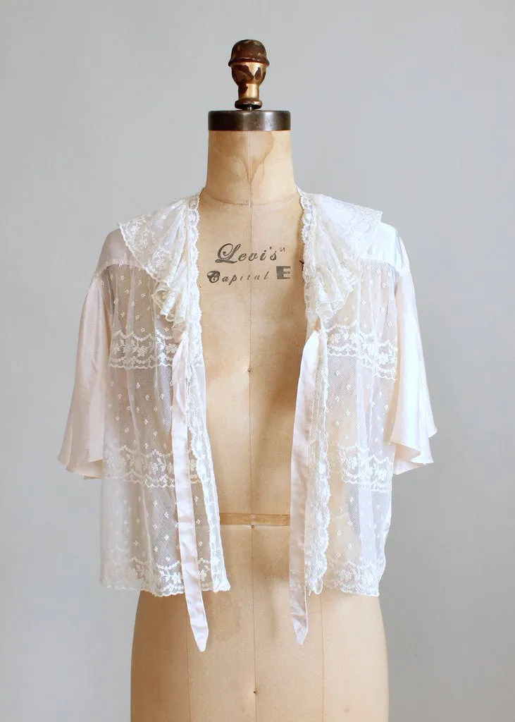 Vintage 1930s Silk and Lace Bed Jacket