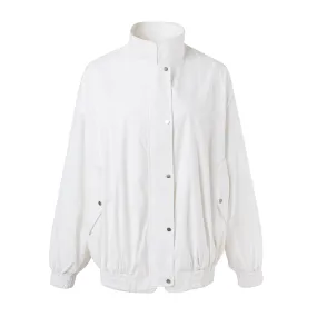 White Loose Bomber Jacket