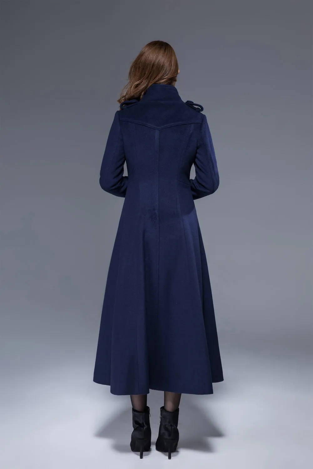 Woman wool coat, navy coat, warm winter coat, wool coat, winter coat 1830#