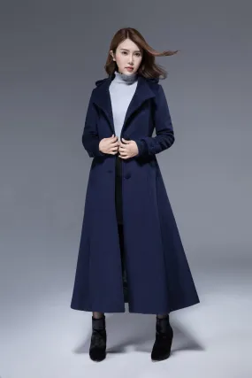 Woman wool coat, navy coat, warm winter coat, wool coat, winter coat 1830#