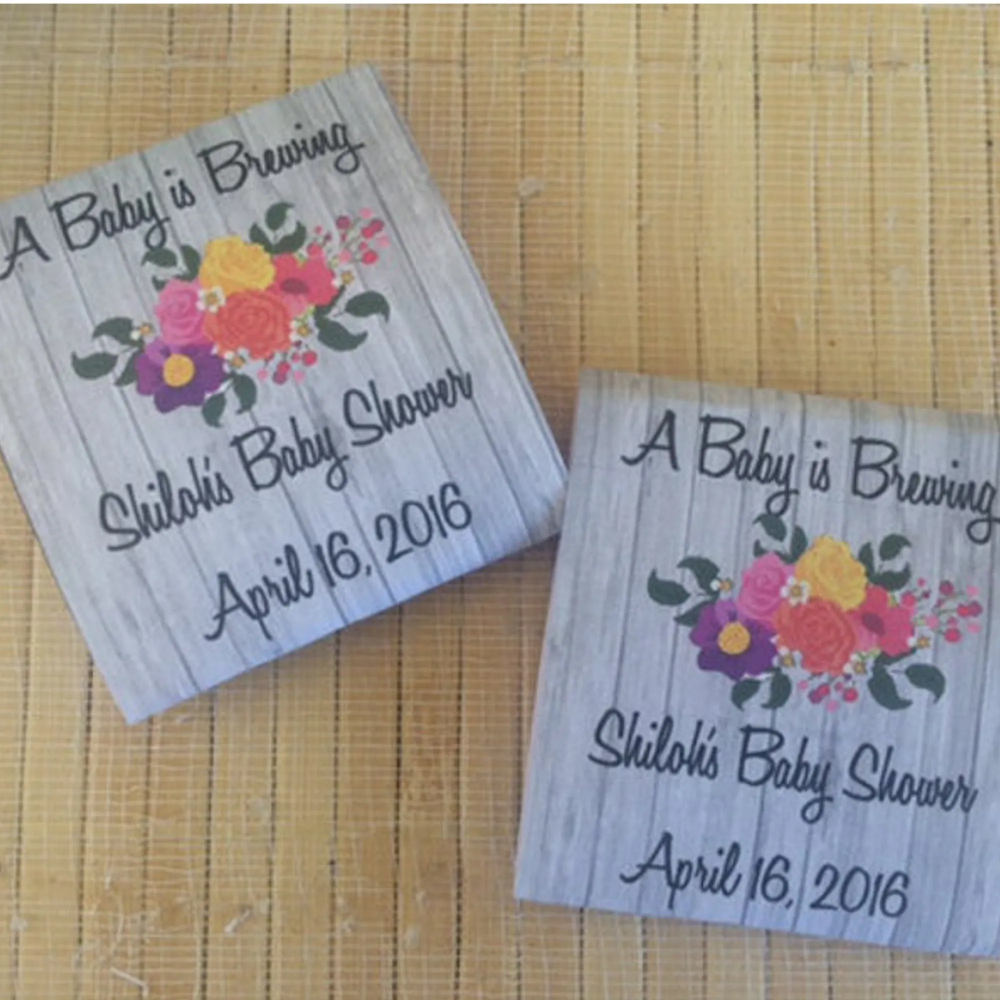 Wood Floral Tea Packet Favors